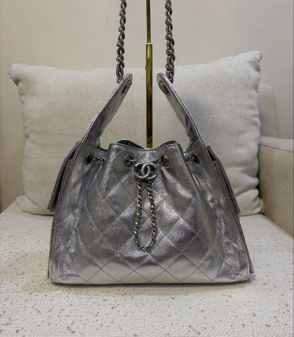 Chanel 25 Silver (Category: Luxury Bags & Wallets) located in Quezon City. Submitted by kingwolf824 (Listing ID 1455989581, Image 2). Description: Flash sale today only! Last price posted wala ng tatawad! Chanel 25 silver, very chic color perfect for events. Coded, comes with white box and dustbag. No returns, No exchange, No refunds .
