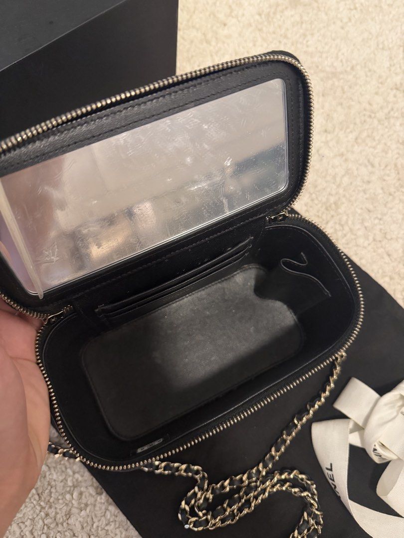 Chanel Vanity Bag Lambskin Black (Category: Luxury Bags & Wallets) located in Las Pinas. Submitted by naniiii14 (Listing ID 1455969199, Image 3). Description: FOR SALE!!! Chanel Vanity Bag Lambskin Black With Complete Inclusion. - Paper Bag. - Original Box. - Dust Bag. - Authenticity Card..