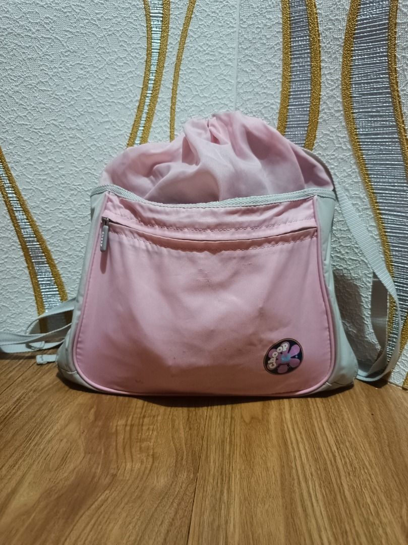 Choop Drawstring Backpack with Front Pocket (Category: Backpacks) located in Makati City. Submitted by nyxhemera26 (Listing ID 1456052121, Image 1). Description: Choop Drawstring Backpack with Front Pocket - Cute pink drawstring backpack - Zippered front pocket for small items - Expandable - Adjustable straps - Ideal for carrying your essentials 🚫 All good but needs washing.