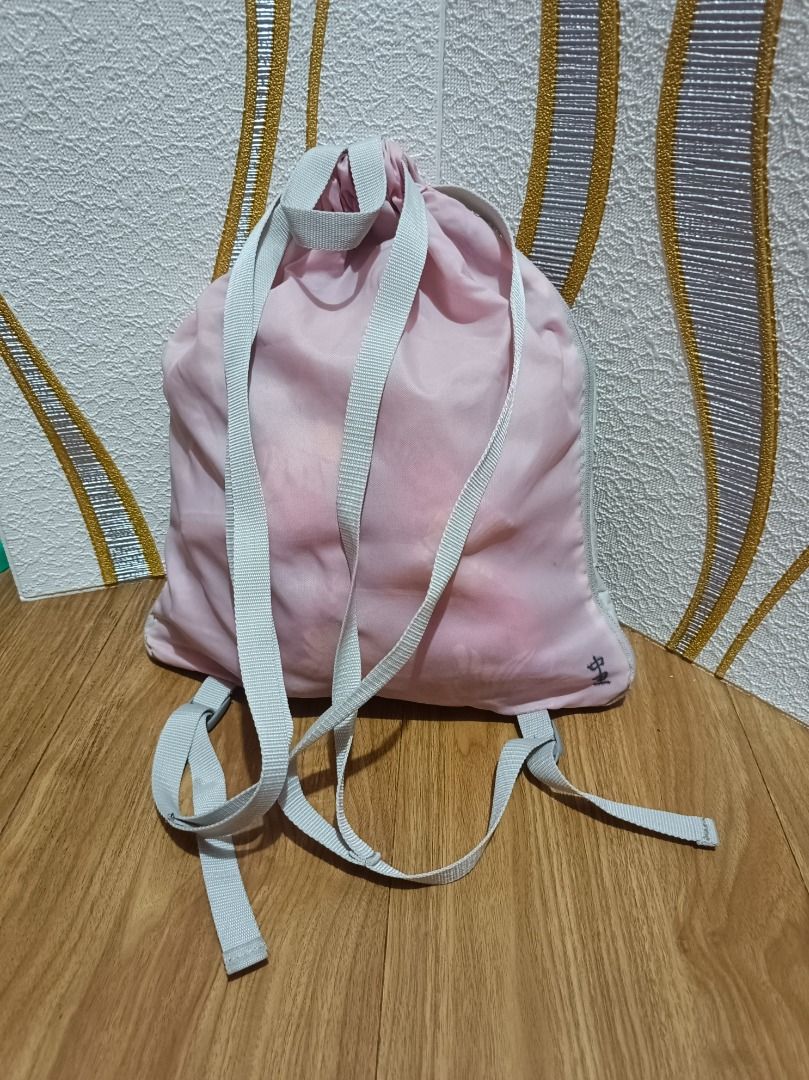 Choop Drawstring Backpack with Front Pocket (Category: Backpacks) located in Makati City. Submitted by nyxhemera26 (Listing ID 1456052121, Image 2). Description: Choop Drawstring Backpack with Front Pocket - Cute pink drawstring backpack - Zippered front pocket for small items - Expandable - Adjustable straps - Ideal for carrying your essentials 🚫 All good but needs washing.