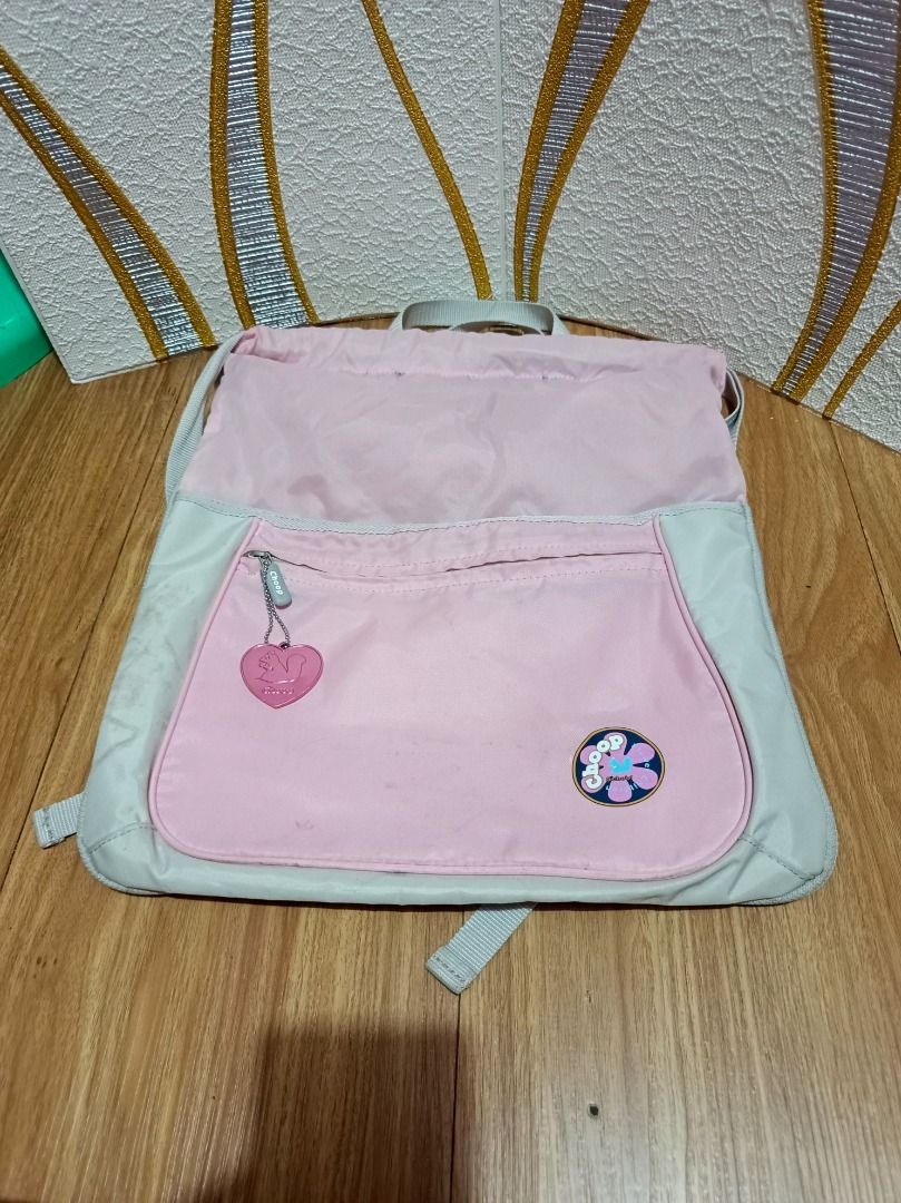 Choop Drawstring Backpack with Front Pocket (Category: Backpacks) located in Makati City. Submitted by nyxhemera26 (Listing ID 1456052121, Image 3). Description: Choop Drawstring Backpack with Front Pocket - Cute pink drawstring backpack - Zippered front pocket for small items - Expandable - Adjustable straps - Ideal for carrying your essentials 🚫 All good but needs washing.