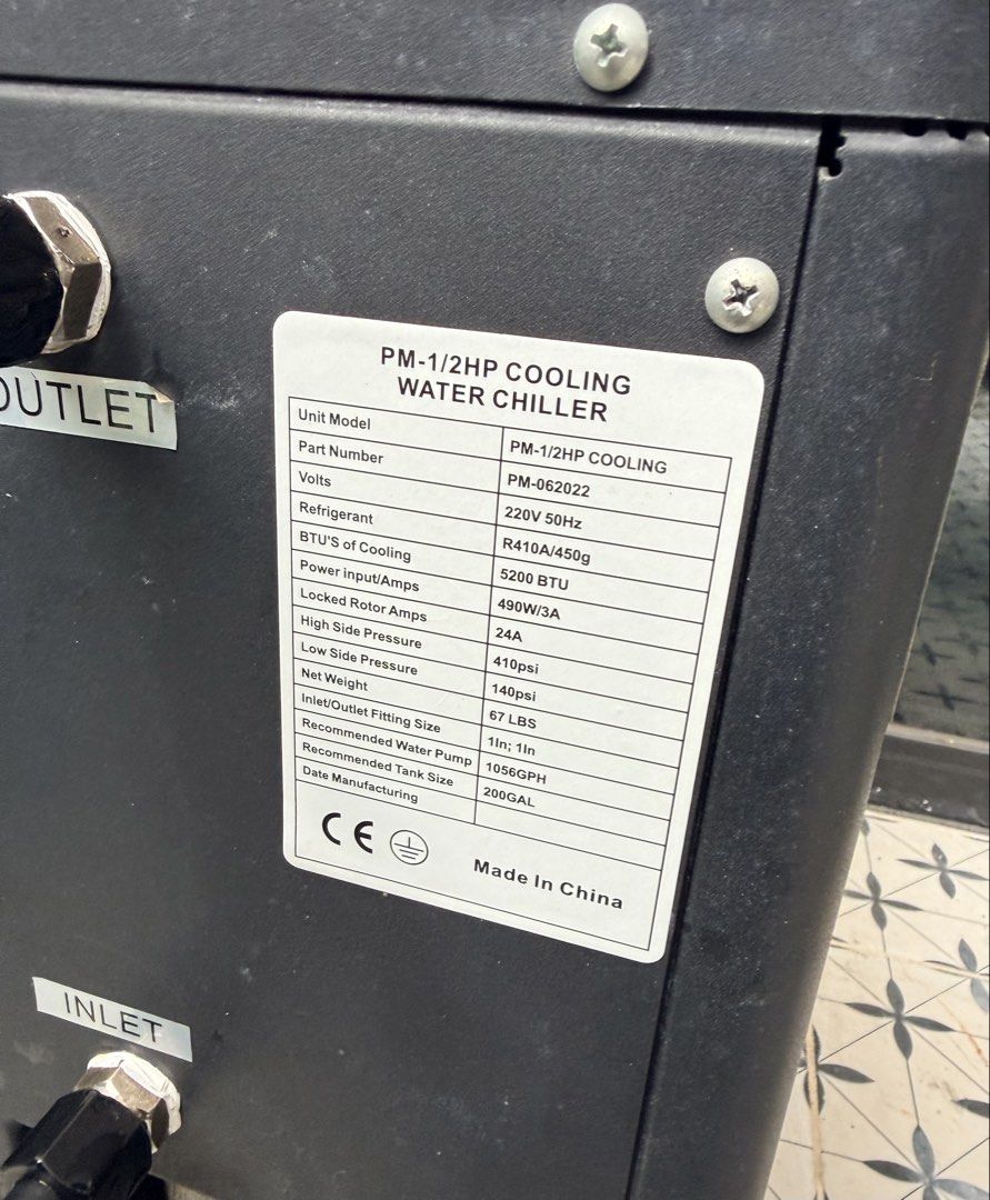 Cold Plunge PM-1/2HP Cooling Water Chiller (Category: Refrigerators and Freezers) located in Muntinlupa City. Submitted by kevc7 (Listing ID 1455932583, Image 3). Description: Bought this from FB Marketplace - had this for 2 years already Barely using it anymore since my shoulder injury. Works great - For recovery or even just to start out your day. Works great. Only issue: the tub needs inflating every 2 days or so, but no puncture holes. I thin