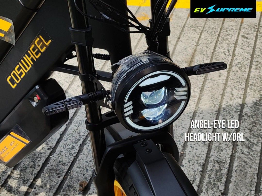 Coswheel GT20 Max Electric Motorcycle (Category: Motorbikes for Sale) located in Quezon City. Submitted by evsupreme (Listing ID 1455942317, Image 2). Description: Coswheel GT20 Max ✅ 3000w motor ✅60v 40ah Battery ✅70kph speed ✅200km max range ✅ 150kg max load ✅120Nm Torque - Dual Suspension -Hydraulic Brake System - 7 Speed Shimano -5 Speed Modes - Removable Lithium Battery -6-8 Hours Charging Time - 20 x 4 Road Tires - Includes Rear Rack (25kg 