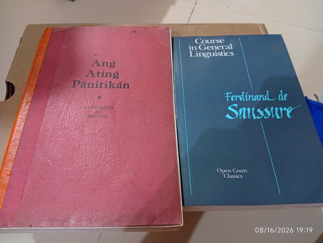 Ang Ating Panitikan [Filipiniana] (Category: Textbooks) located in Manila. Submitted by completinggaddiscollection (Listing ID 1455978593, Image 1). Description: As set only Books: - Ang Ating Panitikan by Rufino Alejandro, Ph.D. & Juliana C. Pineda, M.A. [Unavailable] Course In General Linguistics by Ferdinand de Saussure RFS: Need funds before MIBF 2026 dm for more info!.