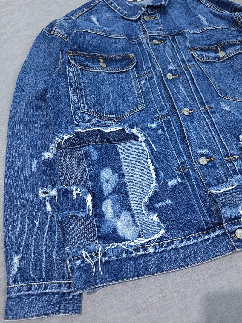 cyclic patchwork type II selvedge denim jacket (Category: Coats, Jackets and Outerwear) located in Baguio. Submitted by used_clothing2600 (Listing ID 1456042182, Image 3). Description: Cyclic patchwork type II selvedge denim jacket verygood condition medium on tag chest 25 length 28 shoulders 22 sleeve length 24.5.
