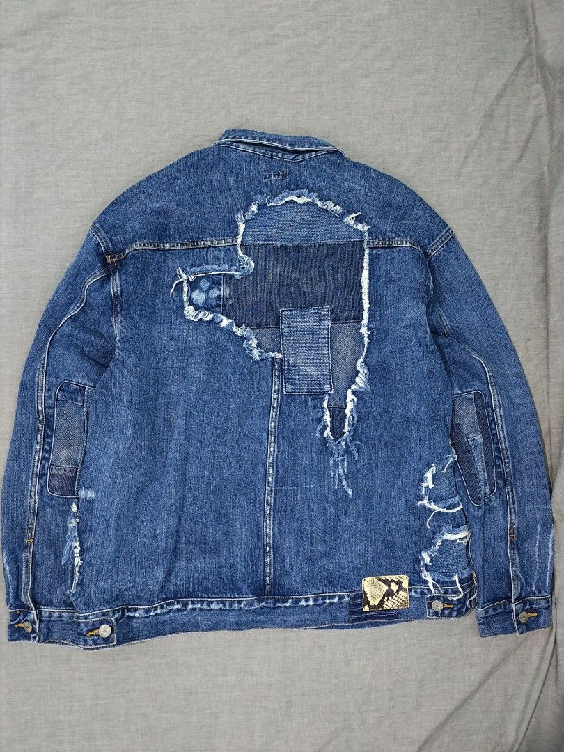 cyclic patchwork type II selvedge denim jacket (Category: Coats, Jackets and Outerwear) located in Baguio. Submitted by used_clothing2600 (Listing ID 1456042182, Image 2). Description: Cyclic patchwork type II selvedge denim jacket verygood condition medium on tag chest 25 length 28 shoulders 22 sleeve length 24.5.