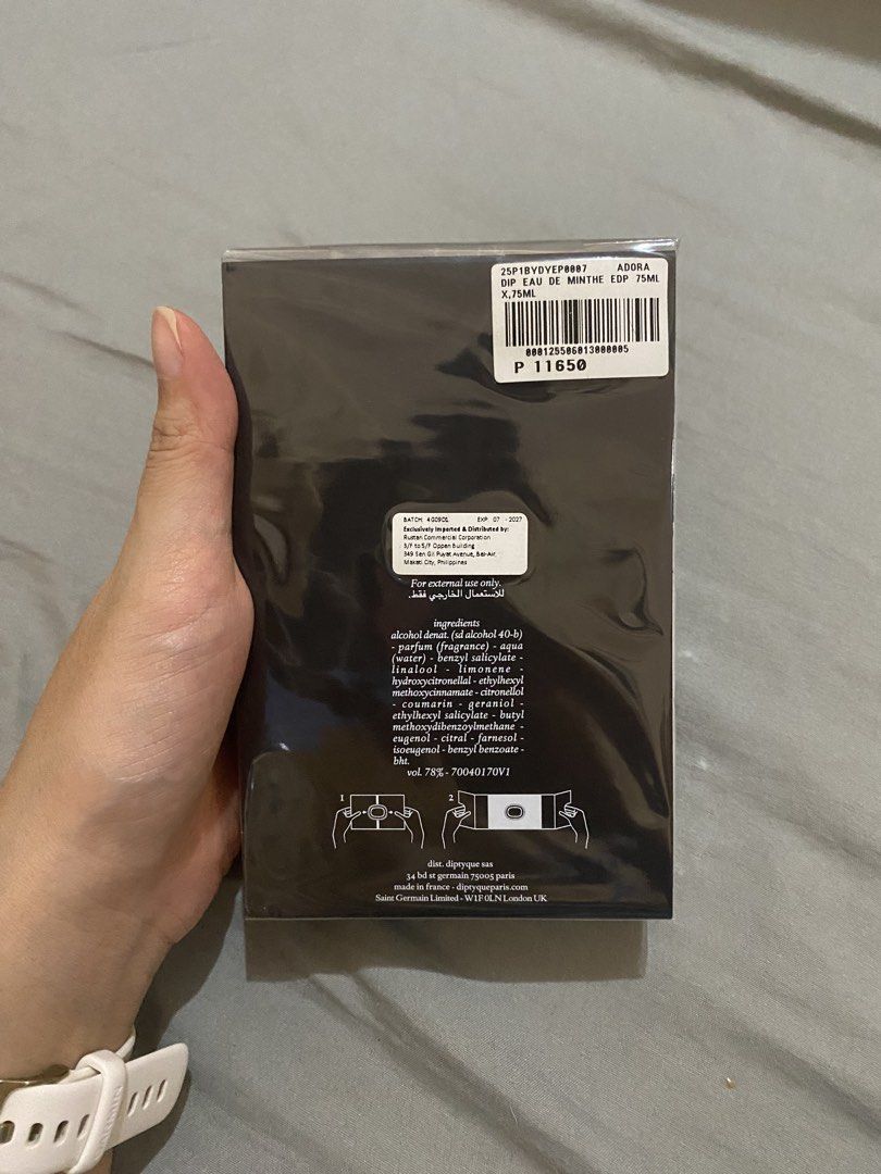 Diptyque Eau de Minthe 75ml (Category: Fragrance & Deodorants) located in Quezon City. Submitted by javaaaaa (Listing ID 1455957098, Image 2). Description: Bought from Greenbelt.