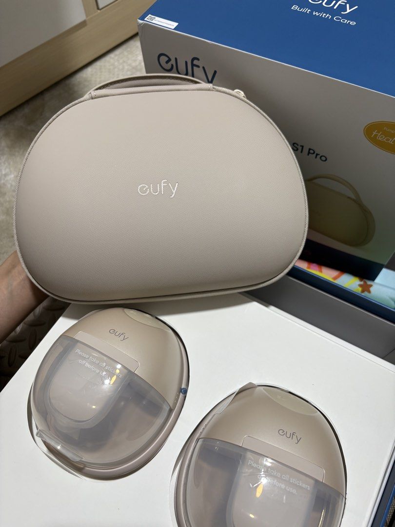 Eufy S1 Pro Breast Pump with Charging Case (Category: Breastfeeding & Bottle Feeding) located in Las Pinas. Submitted by _lacosmogirll_ (Listing ID 1455657328, Image 1). Description: - Eufy Smart Wearable Double Breast Pump Set - Includes convenient carry case - Connects to a phone app for monitoring left/right pump status and timer - Bought august 2026.