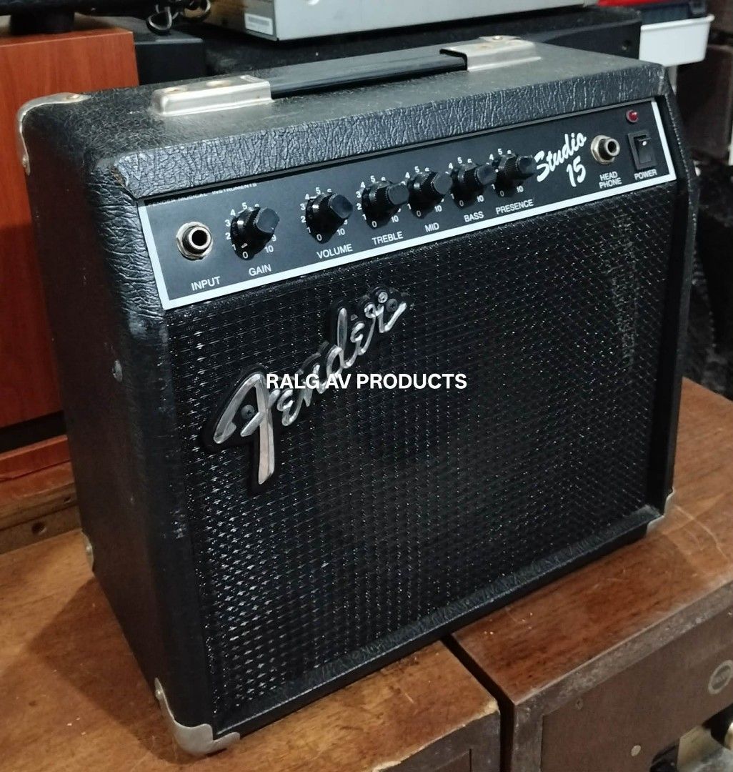 Fender Studio 15 Guitar Amplifier (Category: Musical Instruments) located in Bulacan. Submitted by ronald277077025 (Listing ID 1456053557, Image 3). Description: FENDER PRACTICE GUITAR AMPLIFIER ST-15 15 WATTS RMS POWER OUTPUT 8" WOOFER GAIN, VOLUME, TREBLE, MID, BASS AND PRESENCE KNON CONTROL 110 VOLTS DIMENSIONS: W33 x H29.5 x D18 CM 5.1 kg Location: Sta Maria Bulacan. Shipping at buyers expense.