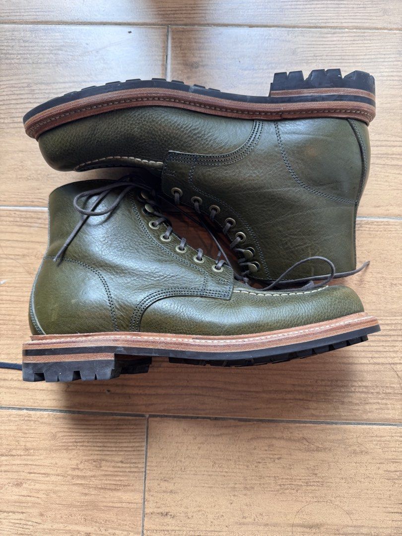Grant Stone Olive Badalassi Brass Boots (Category: Boots) located in Pasig City. Submitted by rexthrift80292 (Listing ID 1455960725, Image 3). Description: Complete set with box and bags Almost new used less than 5x US 8D Badalassi Carlo Minerva veg tan leather Fully leather lined Lug soles Goodyear welted.