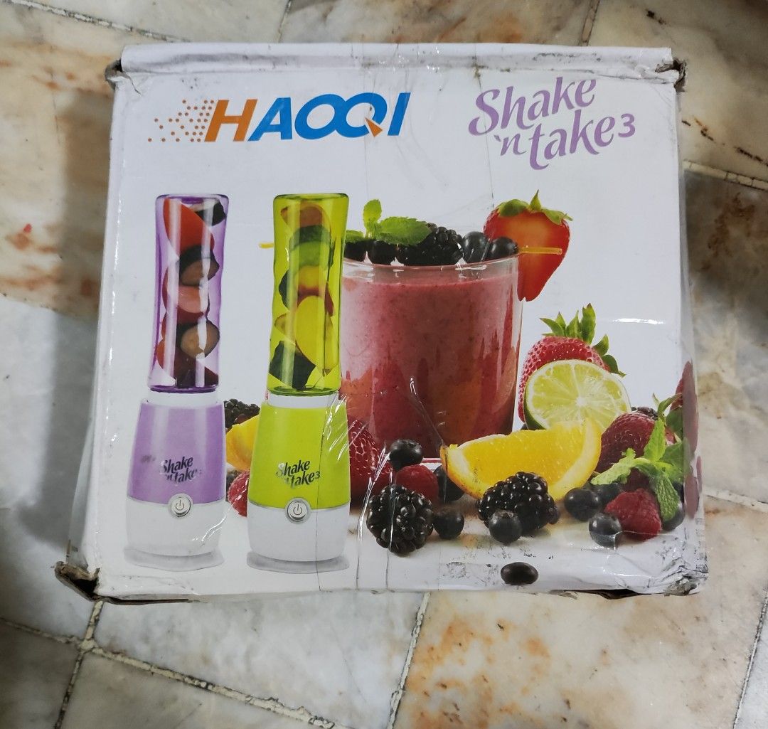 HAQQI Shake 'n Take 3 Personal Blender (Category: Juicers, Blenders & Grinders) located in Manila. Submitted by dshopco (Listing ID 1455889160, Image 1). Description: Shake 'n Take 3 Personal Blender - Ideal for smoothies and shakes - Portable and convenient for on-the-go - Simple to operate and clean noted: damaged box. This is unused and just kept in the storage..