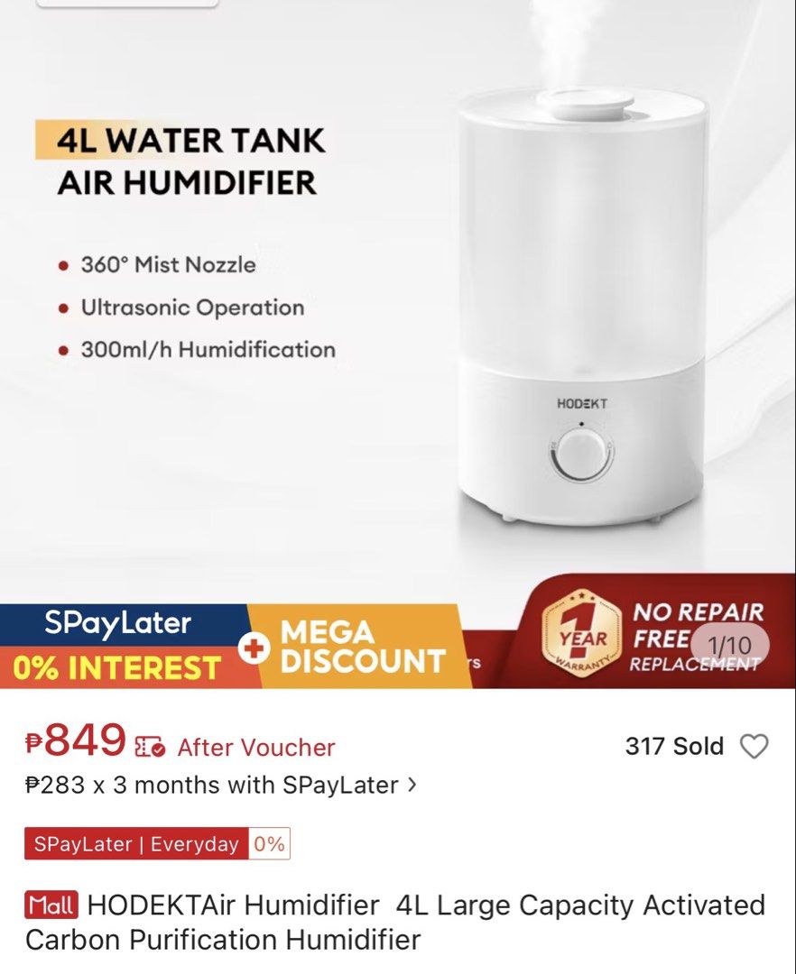 HODEKT AIR HUMIDIFIER 4L (Category: Announcements) located in Bulacan. Submitted by jendeclutter_ (Listing ID 1455998779, Image 1). Description: RFS: mas pref ko small para sa small room MOP: gcash/maribank/bdo MOP: lalamove .