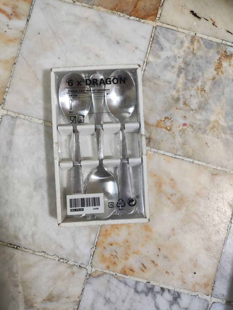 IKEA DRAGON 6 Piece 6-inch Spoon Set (Category: Dinnerware & Cutlery) located in Manila. Submitted by dshopco (Listing ID 1455894130, Image 1). Description: Set of 6 IKEA DRAGON spoons - Made of durable stainless steel - Designed by Gustafson Johnson - Perfect for daily use or special occasions - Comes in original packaging.