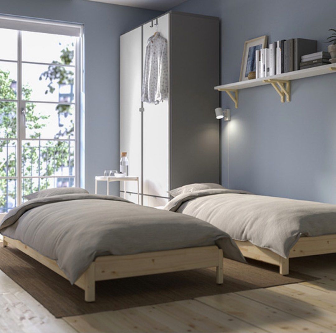 Ikea Utaker stackable bed frames with 2 mattresses. (Category: Bed Frames & Mattresses) located in Singapore. Submitted by hzm (Listing ID 1455967921, Image 3). Description: Ikea Utaker 2xBed frame with 2xmattress. You can quickly convert the stacked beds into a double bed, twin beds or corner sofa. The lightweight frames are easy to lift and move. Price for all $150 Need to arrange own collection. .