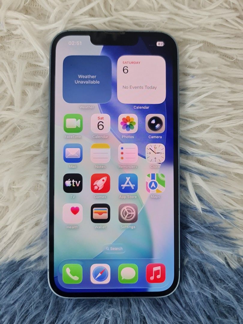 Iphone 14 (Category: iPhone 14 Series) located in Caloocan City. Submitted by roselpaddayuman87 (Listing ID 1455975764, Image 2). Description: Iphone 14 Blue 128GB 99% Battery Health Factory Unlocked No sim restrictions NTC approved Unli reset No issue No dents Working Face ID Working true tone Inclusions: - Unit - Casing - Charging cord - Charging Adaptor.