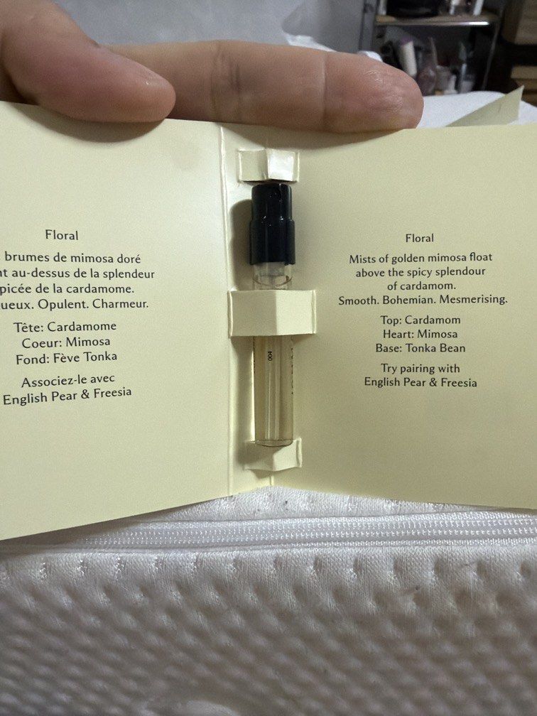 Jo Malone Mimosa & Cardamom (Category: Fragrance & Deodorants) located in Quezon City. Submitted by bloompicks (Listing ID 1455992734, Image 2). Description: 1.5 ml sample size.