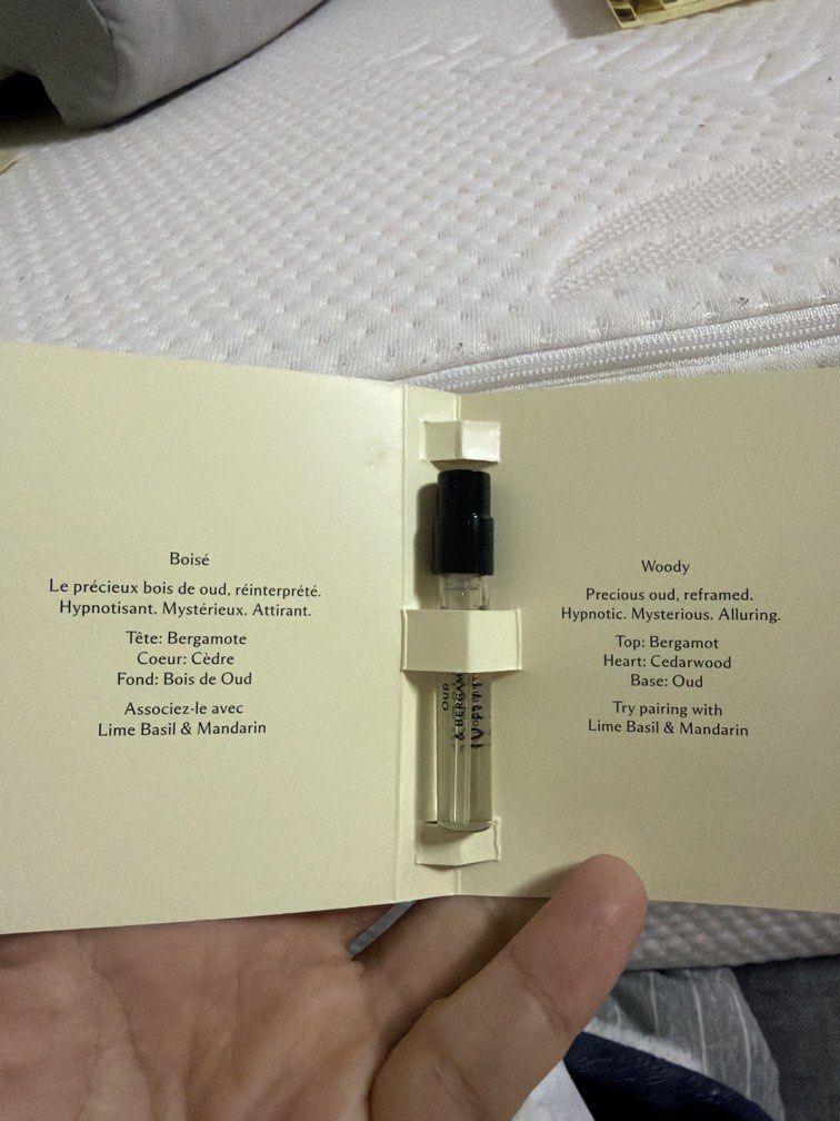 Jo Malone Oud & Bergamot (Category: Fragrance & Deodorants) located in Quezon City. Submitted by bloompicks (Listing ID 1455992402, Image 2). Description: Cologne intense. 1.5ml sample size.
