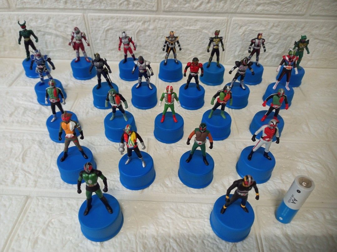 Kamen Rider Bottle Cap Figure Collection (Category: Action & Battle Toys) located in Quezon City. Submitted by mackylolz (Listing ID 1455994829, Image 2). Description: Kamen Rider Bottle Cap Figure Collection Set 1 Blue base 24pcs Complete Set -2000 php Set 2 Red base 30pcs Complete Set -2400 php Set 3 Red base Gashapon 8pcs with 2 sealed total 10pcs - 800 php Take all for 4500 only Priority take all What you see is what u get Pls see pic for det