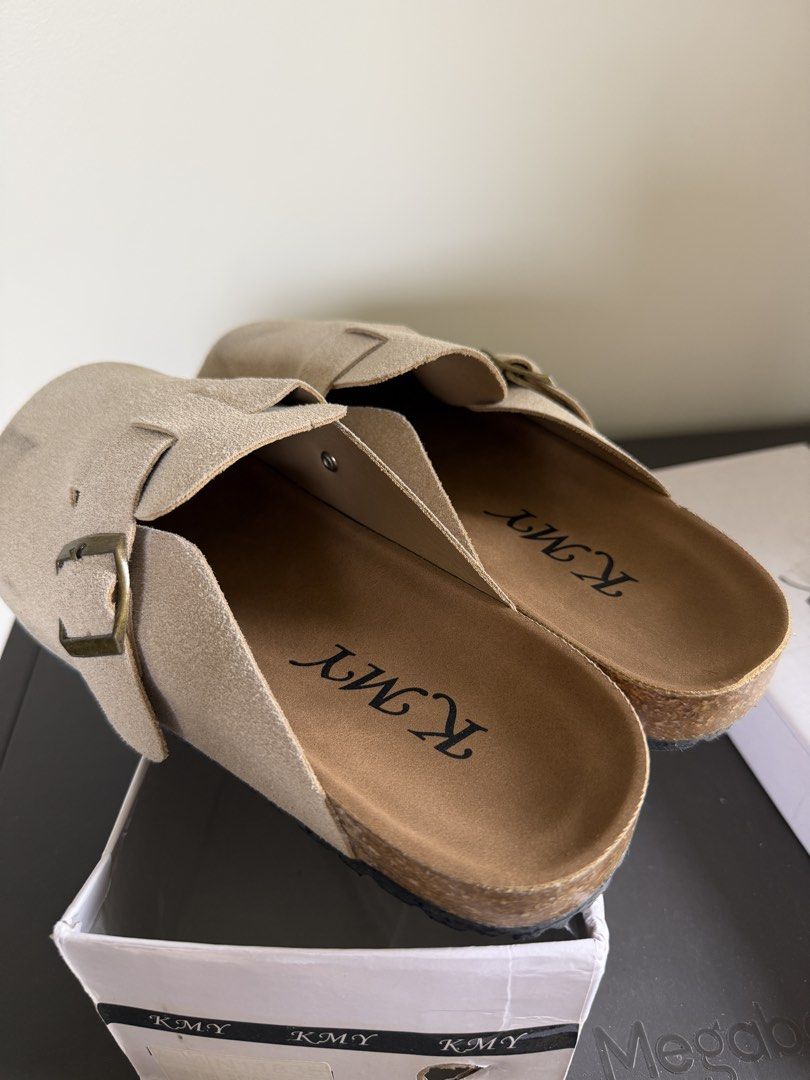 KMY Suede Clogs with Buckle Detail (Category: Flats & Sandals) located in Paranaque City. Submitted by shopnrepeat_ (Listing ID 1455918125, Image 2). Description: slip on with box barely used US 7 250 only needs minimal cleaning lang.