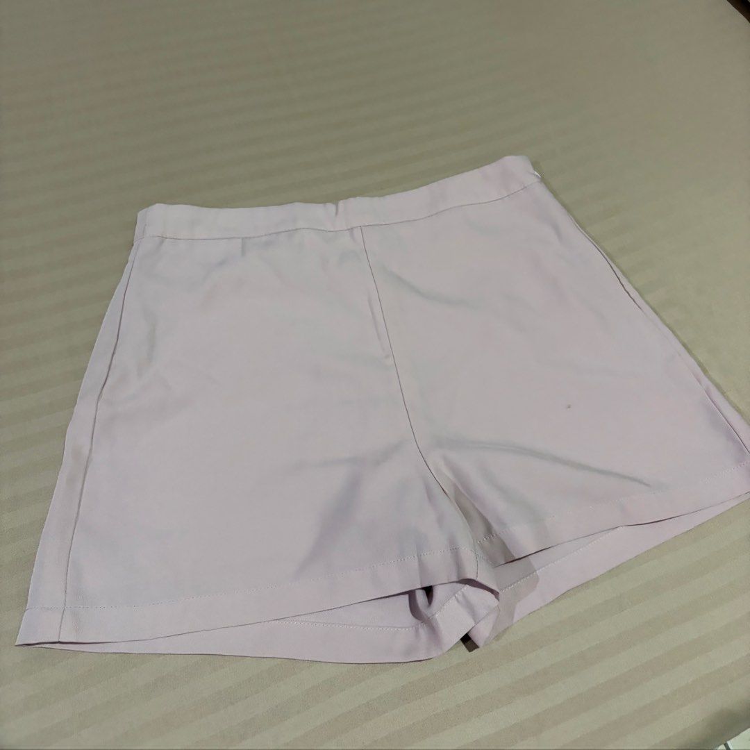 Light Pink Lilac High Waisted Shorts (Category: Shorts) located in Antipolo. Submitted by pinkktopaz (Listing ID 1456036437, Image 1). Description: Size S, fits 25 Small black stain seen in pic, may be removed by washing.