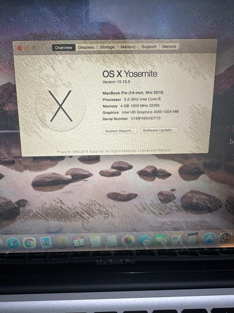 MacBook Pro (mid 2012) - LCD Issue but fully functional (Category: Laptops & Notebooks) located in Manila. Submitted by nicooolai (Listing ID 1455991640, Image 2). Description: LCD Issue due to old age - natambak nalang With original charger pa, no box though. Looking to dispose this macbook, decluttering. Offer po kayo. .