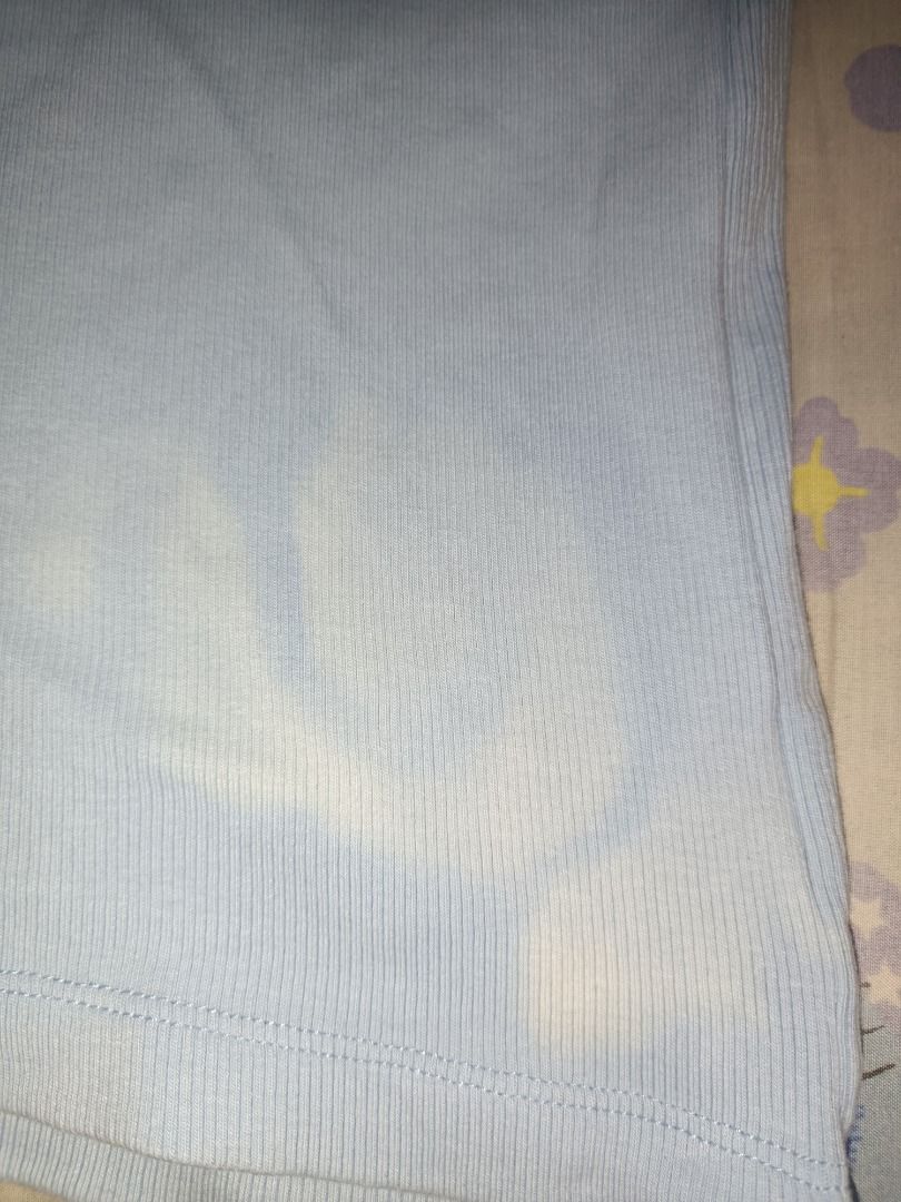 Mango Baby Blue Ribbed Tank Top (Category: Sleeveless) located in Manila. Submitted by noteileen110759 (Listing ID 1455997041, Image 3). Description: Size small-med Has a bleach stain Location: Malate, Manila .