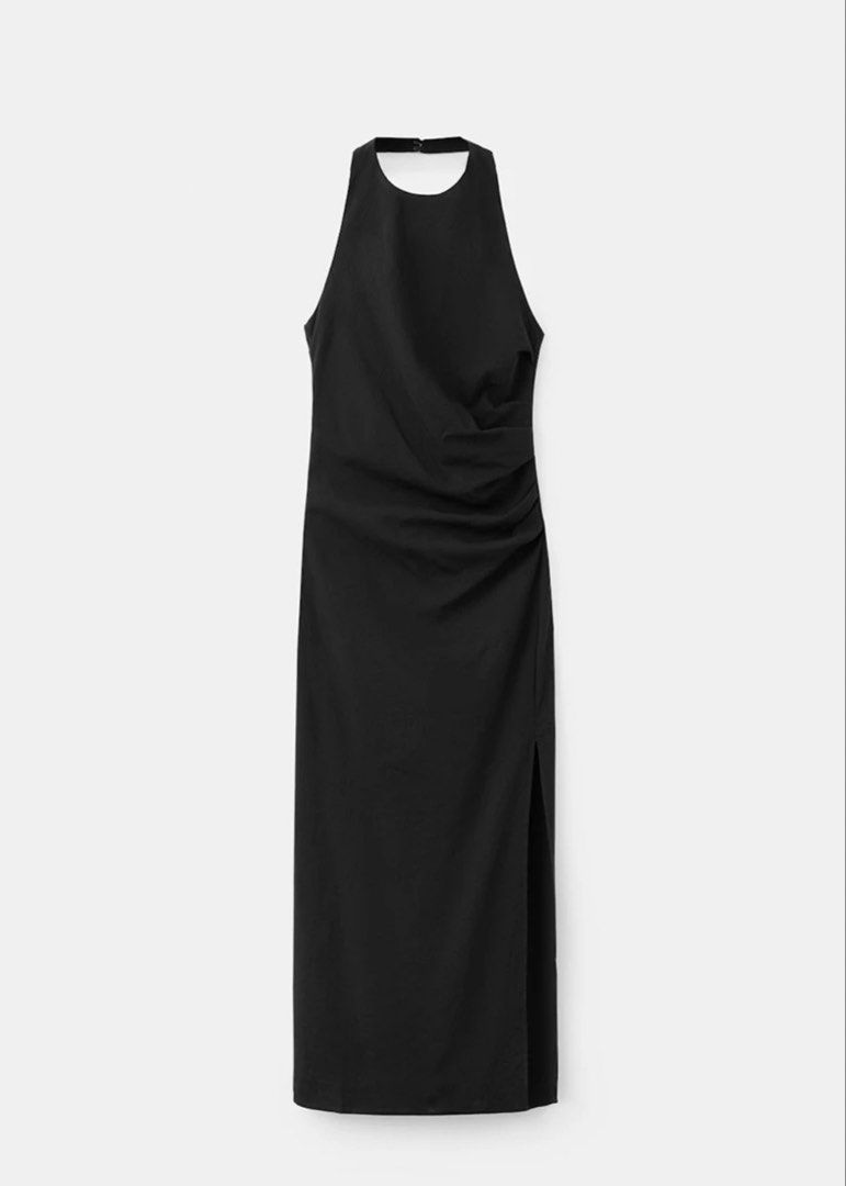 Mango Black Draped Halter Midi Dress (Category: Dresses) located in Cainta. Submitted by juliebeeeee (Listing ID 1456007576, Image 3). Description: -RFS: impulse buy🫩 super nice just dont have anywhere to wear it to -bnwt - Halter neck with draped side detail - side slit - Perfect for dressing up or down.