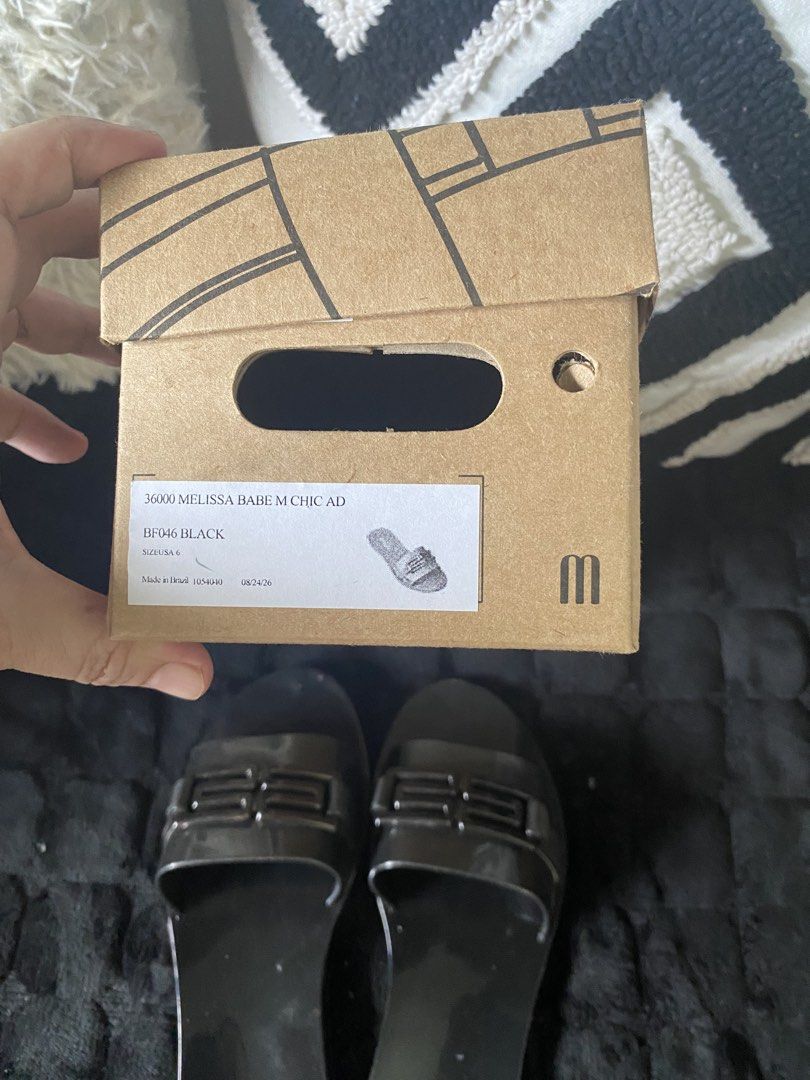 Melissa Babe M Chic AD Black Slides Size 6 (Category: Flats & Sandals) located in Manila. Submitted by glads_closet (Listing ID 1455873781, Image 3). Description: - Melissa slides in black - Size: 6 US - Model: Babe M Chic AD - Made in Brazil - Ideal for casual wear - Includes original box.
