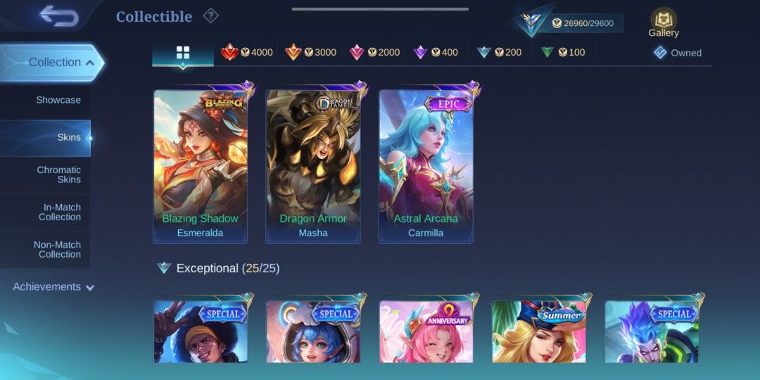 ML ACCOUNT (MAX EMBLEM AND SKINS) (Category: In-Game Products) located in Balanga. Submitted by beowulf1111 (Listing ID 1455970026, Image 3). Description: MAX EMBLEM AND EPIC SKINS, WITH MANY EMOTES.
