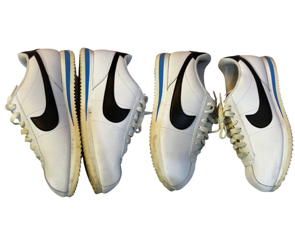 Nike Cortez White Black Leather Sneakers (Category: Sneakers) located in Rizal. Submitted by bebangel (Listing ID 1455974870, Image 2). Description: - Classic Nike Cortez sneakers - Color: White leather with black swoosh - Blue stripe detail on the sole - Laces are slightly yellowed - Soles show some dirt and wear, but plenty of life left - Perfect for everyday wear - US 7/ UK 4.5/ EU 38/ 24cm - NOT UKAY - STORE BOUGHT.