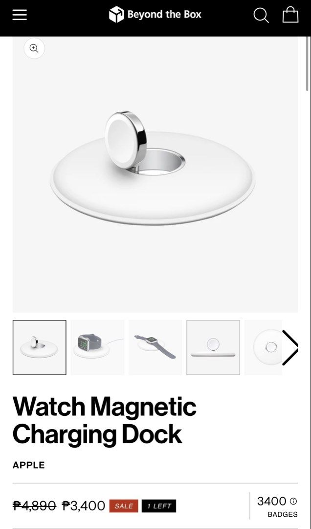 Original Apple Magnetic Dock (Category: Wearables & Smart Watches) located in Pasig City. Submitted by jstuff5533 (Listing ID 1455893003, Image 3). Description: BRAND NEW, UNUSED AND SEALED: 2,500 BRAND NEW, UNUSED AND UNSEALED: 2,300.