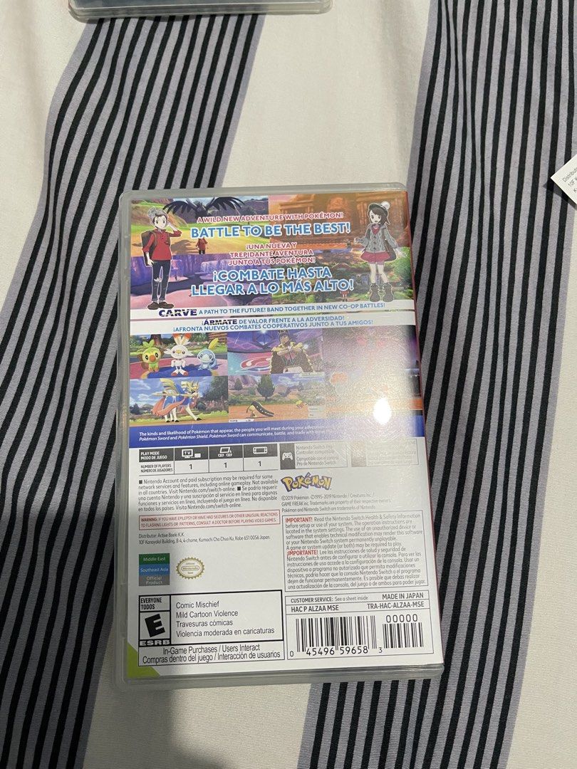 Pokemon Sword Nintendo Switch Game (Category: Nintendo) located in Quezon City. Submitted by shopmyclutter (Listing ID 1455925447, Image 3). Description: - Pokemon Sword for Nintendo Switch - Explore the vibrant Galar region - Battle trainers and become the champion - Includes game cartridge and original case - Perfect for solo adventures or co-op battles with friends - A must-have for any Pokemon enthusiast! Grab or Lalamove paid by buyer Item l