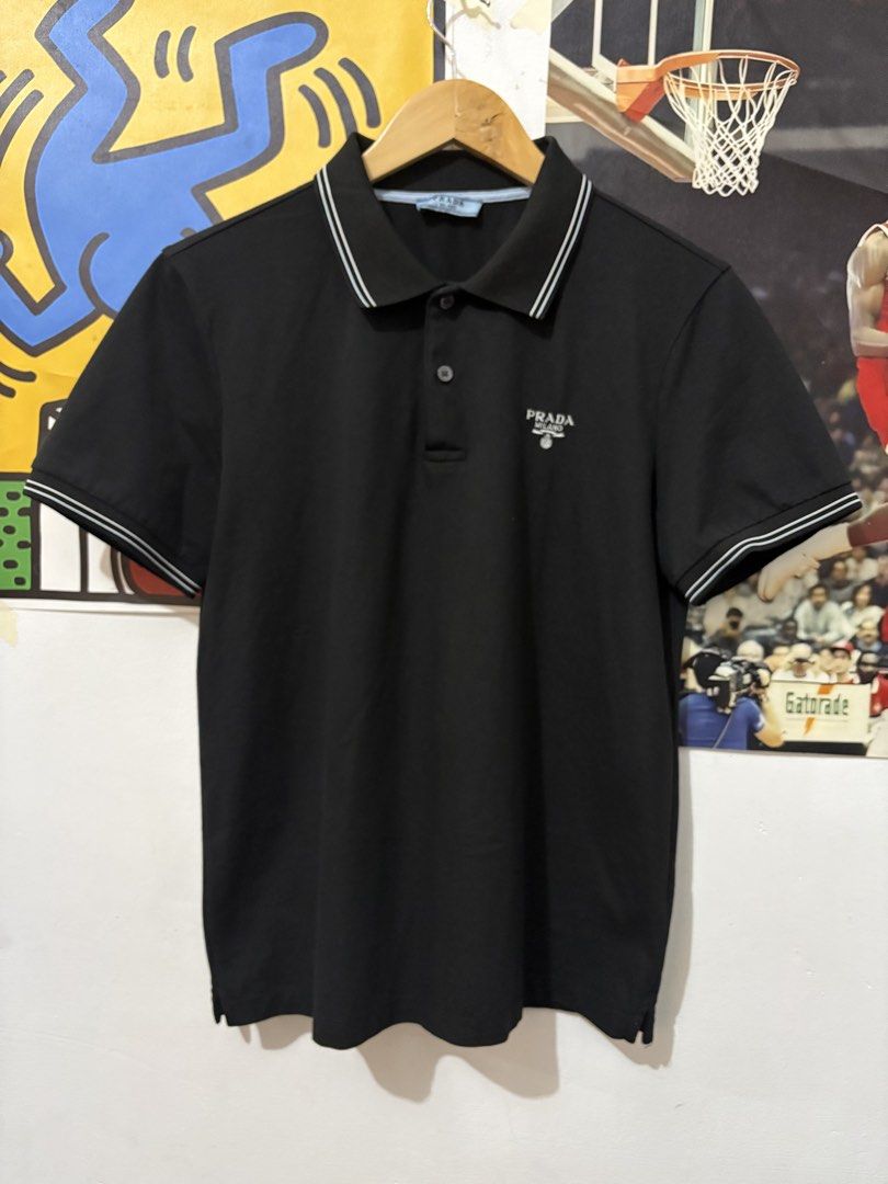 Prada Polo Shirt (Category: Tshirts & Polo Shirts ) located in Echague. Submitted by jake_rc (Listing ID 1455989372, Image 1). Description: Prada Polo Shirt Size Large on tag Dimes 20 x 26 Excellent Note: NGA kayo na mag LC Price 850 plus sF.