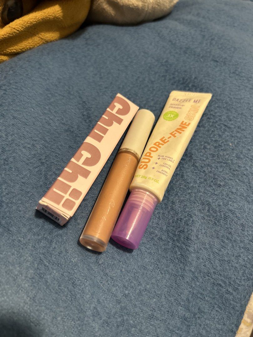 Primer and Color Corrector Set (Category: Makeup) located in Taguig. Submitted by janelly_ace (Listing ID 1455961626, Image 1). Description: - Dazzle Me Supore-Fine Skin Primer (Swatched only) - Chu Chu Beauty Soft Focus Liquid Concealer/Color Corrector in Green (Brand New) - Strokes Beauty Lab Spot Veil Corrector in Deep Warm CC (Lightly used) Price breakdown: - Dazzle Me 229 SRP - Chu Chu Beauty 299 SRP - Strokes Beauty Lab 498 SRP Total of 1,0