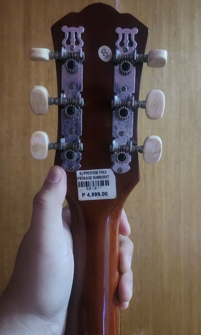 RJ Prestige folk Guitar (Category: Musical Instruments) located in Caloocan City. Submitted by onibear030 (Listing ID 1456051944, Image 2). Description: For Sale RJ prestige folk guitar with minor flaw caloocan area pick up or lalamove/grab.