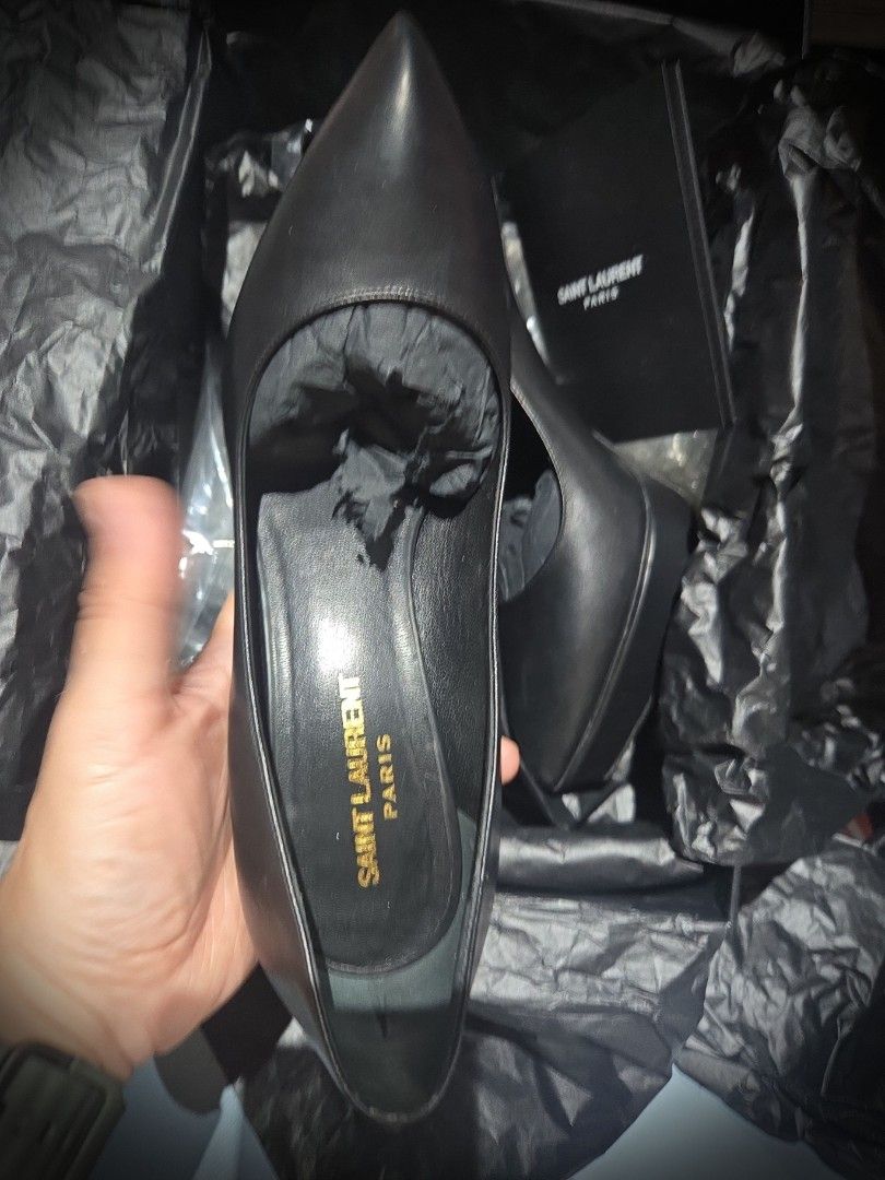 Saint Laurent Paris Black Leather Pointed Toe Heels (Category: Heels) located in Baliuag. Submitted by chelaz (Listing ID 1455917363, Image 2). Description: letting go of my precious ones, as they have only been kept and barely used since I left corporate. please be sensible with offers. ☺️. appreciate your help and giving these preloved a second chance. ♥️♥️ size 37.5 4inch heels item location: Baliwag MOP: Maya, Gcash, BPI - Classic black leath