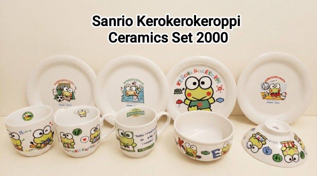 Sanrio Kerokerokeroppi Ceramics Set (Category: Other Kitchenware & Tableware) located in Binan City. Submitted by mayjhe (Listing ID 1455949224, Image 1). Description: 💛 For Sale 💛 🌸 Sanrio Kerokerokeroppi 🍀 Ceramics Bundle 📍 Condition: Good 💰 Price is ₱ 2000 👉 Other details posted 🇵🇭 Location Biñan Laguna 🛵 Courier J& T and Lalamove 📋 Shipping by schedule / Shouldered by the buyer 📍 NO COD, COP, & Check out 📌 All items are carefully