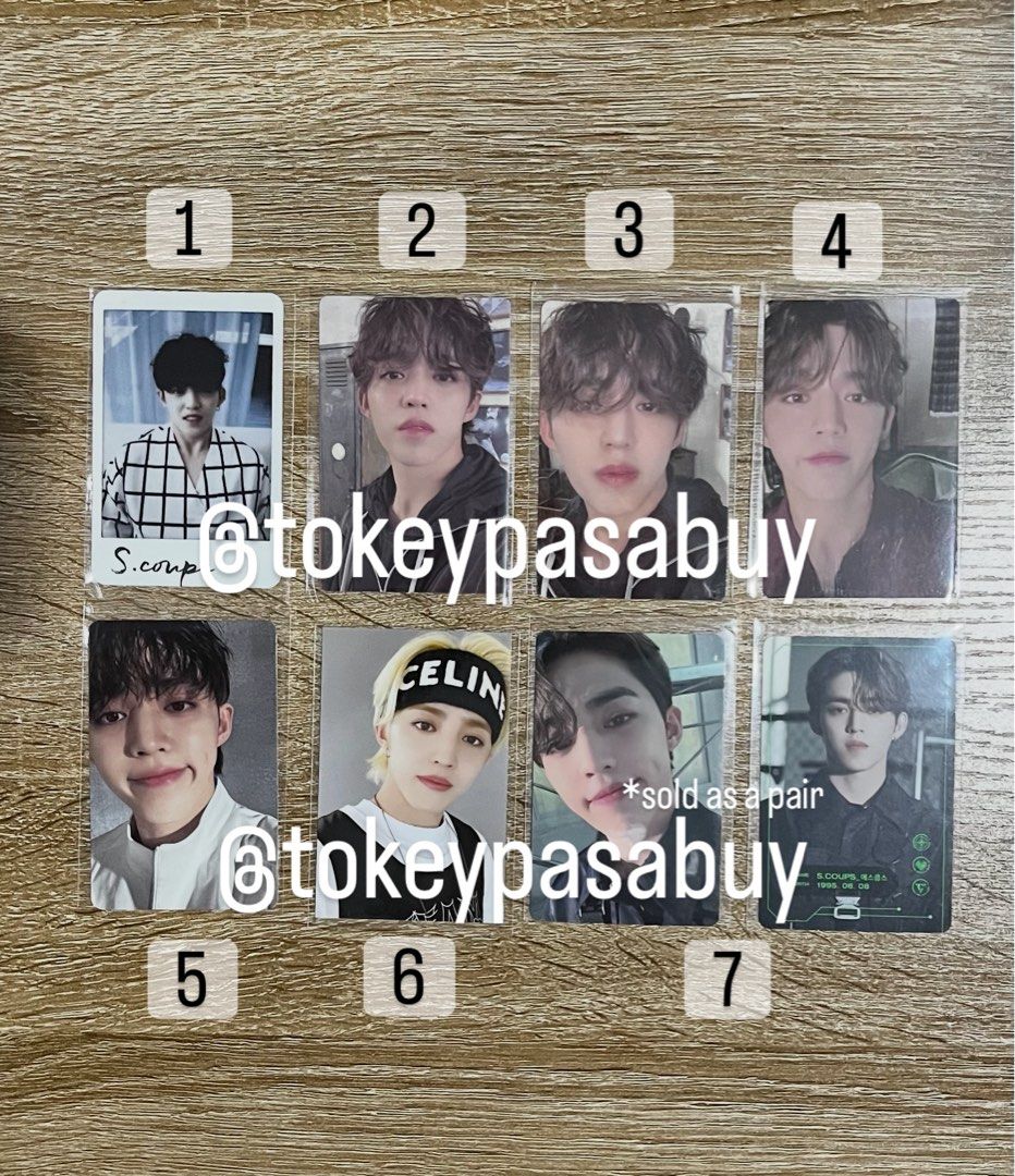 SEVENTEEN SCOUPS PHOTOCARDS (Category: K-Wave Merchandise) located in Paranaque City. Submitted by tokeypasabuy (Listing ID 1455974599, Image 1). Description: DECLUTTERING 👌 READY TO SHIP 👌 OFFICIAL 👌 SEVENTEEN SCOUPS PHOTOCARDS 300 PHP EACH MOP: Maribank/Bank Transfers MOD: SCO/JNT DM for Inquiries 😊 #seventeen #righthere #photocards #scoups #jeonghan.