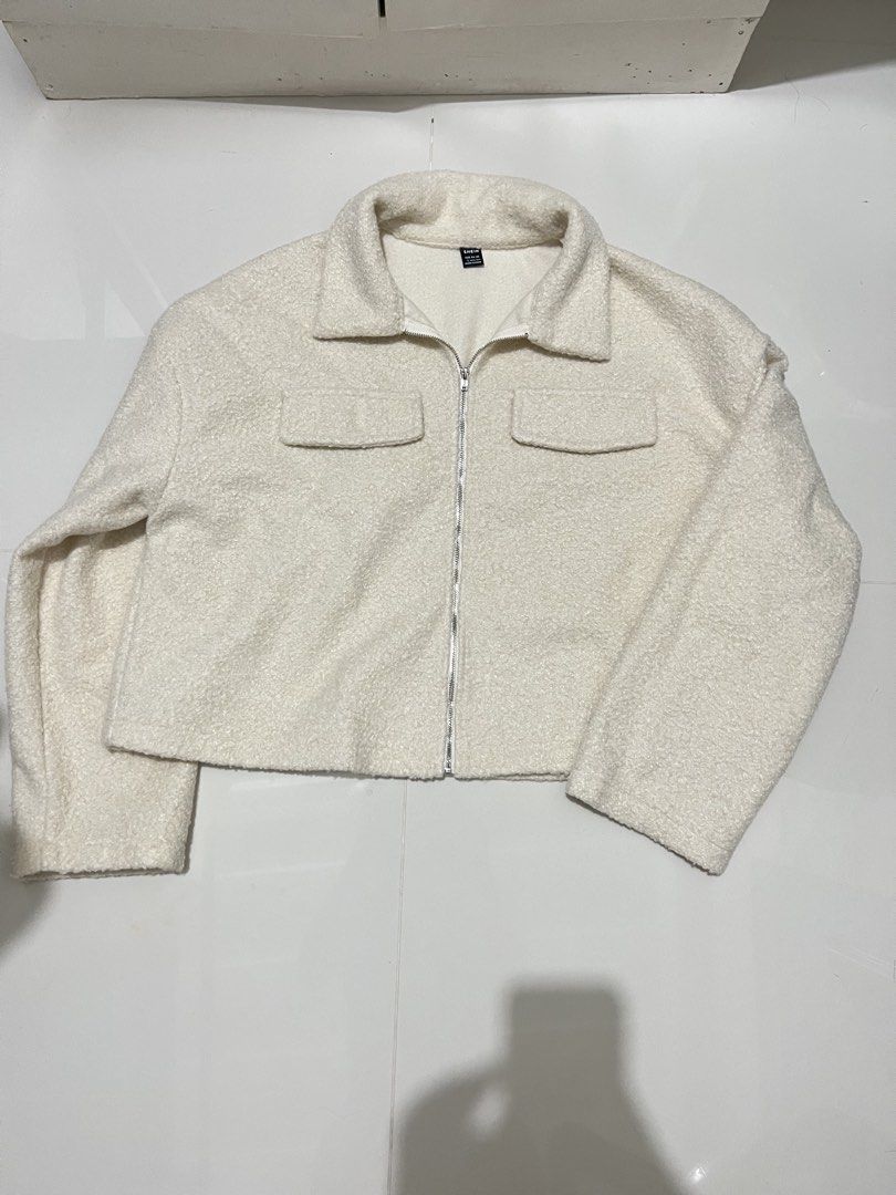 SHEIN Fleece Wool Textured Jacket in Cream (Category: Coats, Jackets and Outerwear) located in Legazpi City. Submitted by ilysabby (Listing ID 1455961822, Image 2). Description: .
