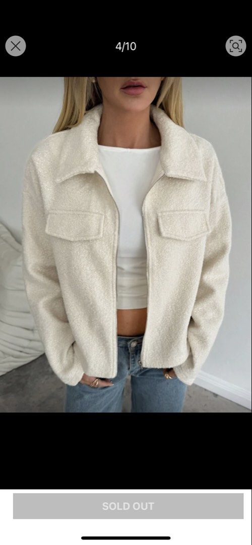 SHEIN Fleece Wool Textured Jacket in Cream (Category: Coats, Jackets and Outerwear) located in Legazpi City. Submitted by ilysabby (Listing ID 1455961822, Image 1). Description: .