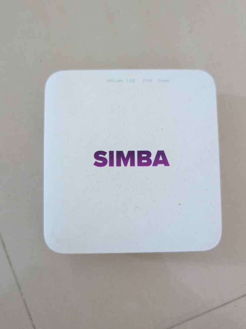 SIMBA Modem (Category: Networking) located in Singapore. Submitted by chipmunk2015 (Listing ID 1455930979, Image 1). Description: - SIMBA Branded Model - 10G LAN Port - Optical Port - Includes Power Adapter - Tested and Working Well.
