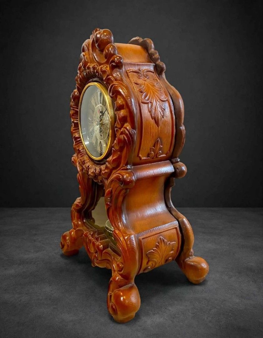 Sinix Wooden Mantel / Desk / Table Top Clock (Category: Clocks) located in Cebu City. Submitted by bellababystuffcebu (Listing ID 1455864395, Image 3). Description: For Sale ! HOME DECOR Sinix Wooden Mantel / Desk / Table Top Clock A beautiful woodwork artistry of classic Rococo featured classic vintage design made of Solid and Wooden MDF, patinated dial brass and glass ,swinging Pendulum,and chimes. Battery powered Quartz mechanism in excellent 