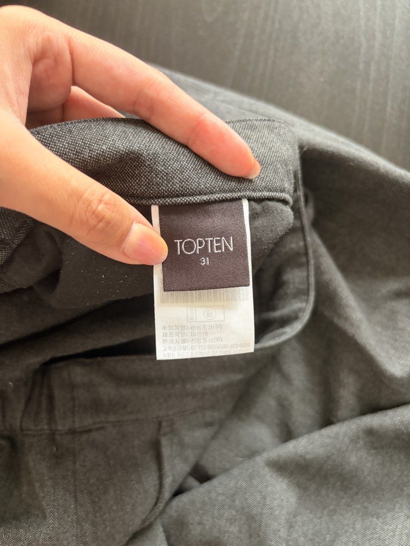 TOP TEN Grey Drawstring Waist Pants Size 31 [Korea] (Category: Other Bottoms) located in Las Pinas. Submitted by jeime (Listing ID 1455911692, Image 3). Description: - Brand: TOP TEN - Color: Grey - Size: 31 - Features: Drawstring waist, pockets - Fabric: Subtle texture - Style: Casual wear - Bought in Korea.