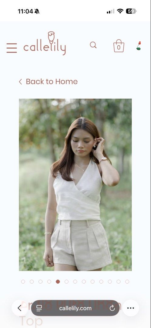 [USED ONCE] Callelily Arnie Pure Linen Top (Category: Sleeveless) located in Pasig City. Submitted by mayymt511 (Listing ID 1455875074, Image 1). Description: [USED ONCE] Callelily Arnie Pure Linen Top ❗️Used once ❗️Bought for Php 2250 - selling low already! ❗️No when worn ❗️Size M but runs a bit small - see size chart for reference RFS: Decluttering.
