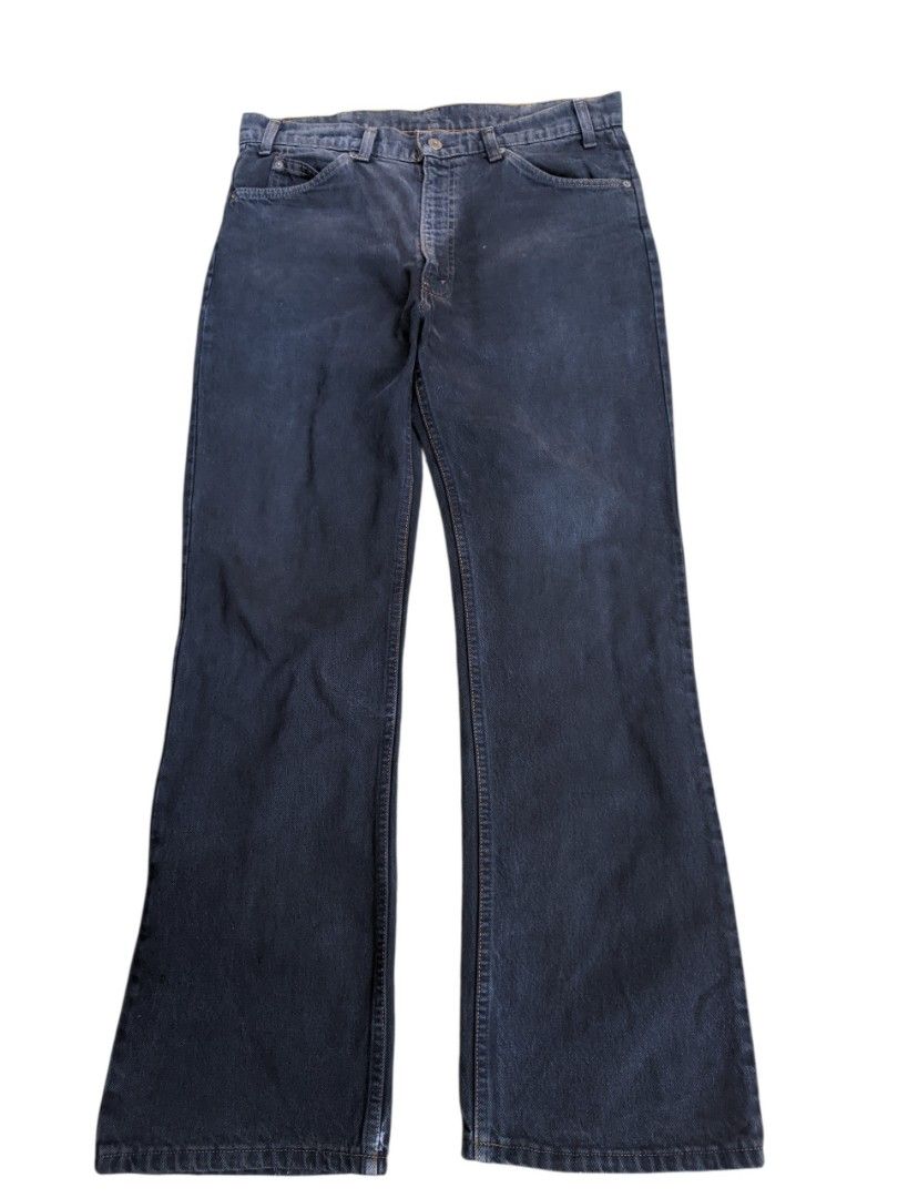 Vintage late 70's Levi's bootcut orange tab (Category: Jeans) located in Kapalong. Submitted by hashhthrift (Listing ID 1455915409, Image 2). Description: Model: Levi's 517-0217 (Saddleman Bootcut)Line: Orange Tab (Experimental/Fashionline) Production Date: October 1979Factory: 539 (United States) Key Vintage Details: Talon 42 brass zipper, SF 207 paper care tag, cracked cardstock back patch. waist 35 inseam 30 outseam 42 rise 13.8 hem 9.5 issue 
