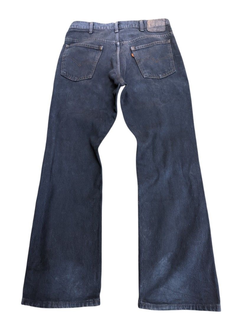 Vintage late 70's Levi's bootcut orange tab (Category: Jeans) located in Kapalong. Submitted by hashhthrift (Listing ID 1455915409, Image 1). Description: Model: Levi's 517-0217 (Saddleman Bootcut)Line: Orange Tab (Experimental/Fashionline) Production Date: October 1979Factory: 539 (United States) Key Vintage Details: Talon 42 brass zipper, SF 207 paper care tag, cracked cardstock back patch. waist 35 inseam 30 outseam 42 rise 13.8 hem 9.5 issue 