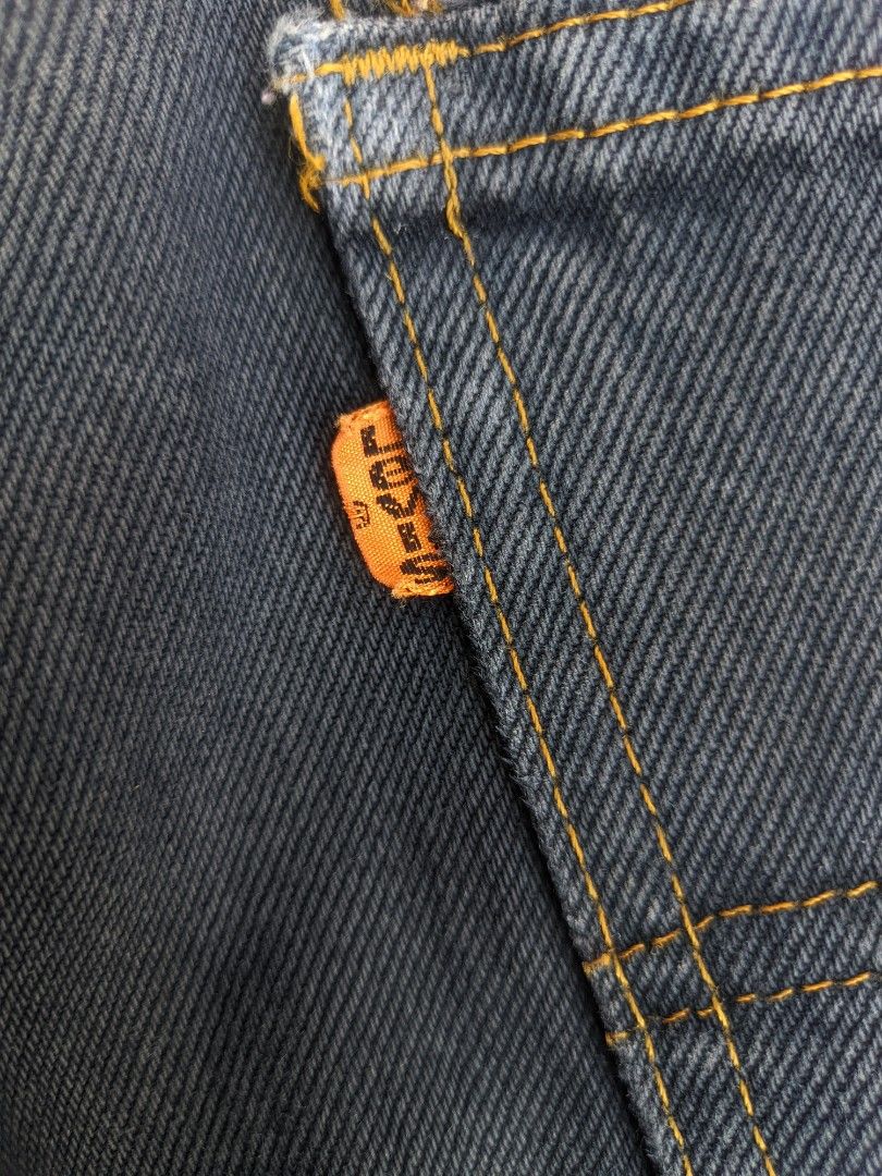 Vintage late 70's Levi's bootcut orange tab (Category: Jeans) located in Kapalong. Submitted by hashhthrift (Listing ID 1455915409, Image 3). Description: Model: Levi's 517-0217 (Saddleman Bootcut)Line: Orange Tab (Experimental/Fashionline) Production Date: October 1979Factory: 539 (United States) Key Vintage Details: Talon 42 brass zipper, SF 207 paper care tag, cracked cardstock back patch. waist 35 inseam 30 outseam 42 rise 13.8 hem 9.5 issue 