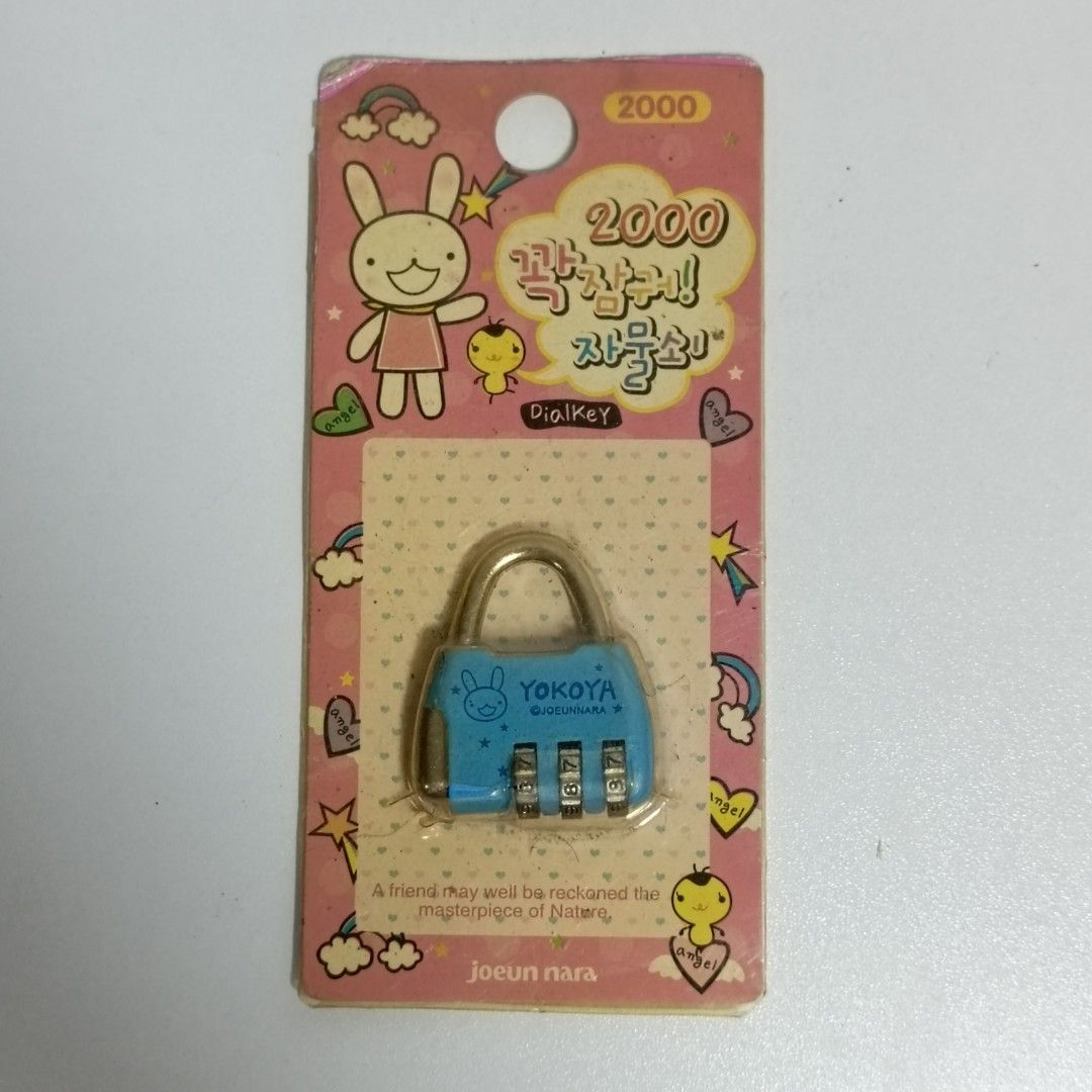 Vintage Retro Yokoya 3-Digit (Category: Designer & Blind Box Toys) located in Quezon City. Submitted by lem1998 (Listing ID 1456049445, Image 2). Description: Brand: Yokoya / Joeun Nara (Imported) • Color: Pastel Blue • Features: Adjustable 3-digit combination system, no keys needed. • Design: Adorable Korean vintage cartoon rabbit aesthetic packaging. • Condition: Brand New Old Stock (NOS) / Never opened. The outer packaging shows minor signs of