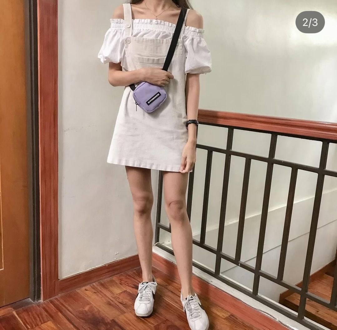 White Corduroy Overall Dress (Category: Dresses) located in Caloocan City. Submitted by kstnlee (Listing ID 1456006394, Image 2). Description: - small but can also fit for kids - rfs decluttering - barely worn - swipe for when worn .