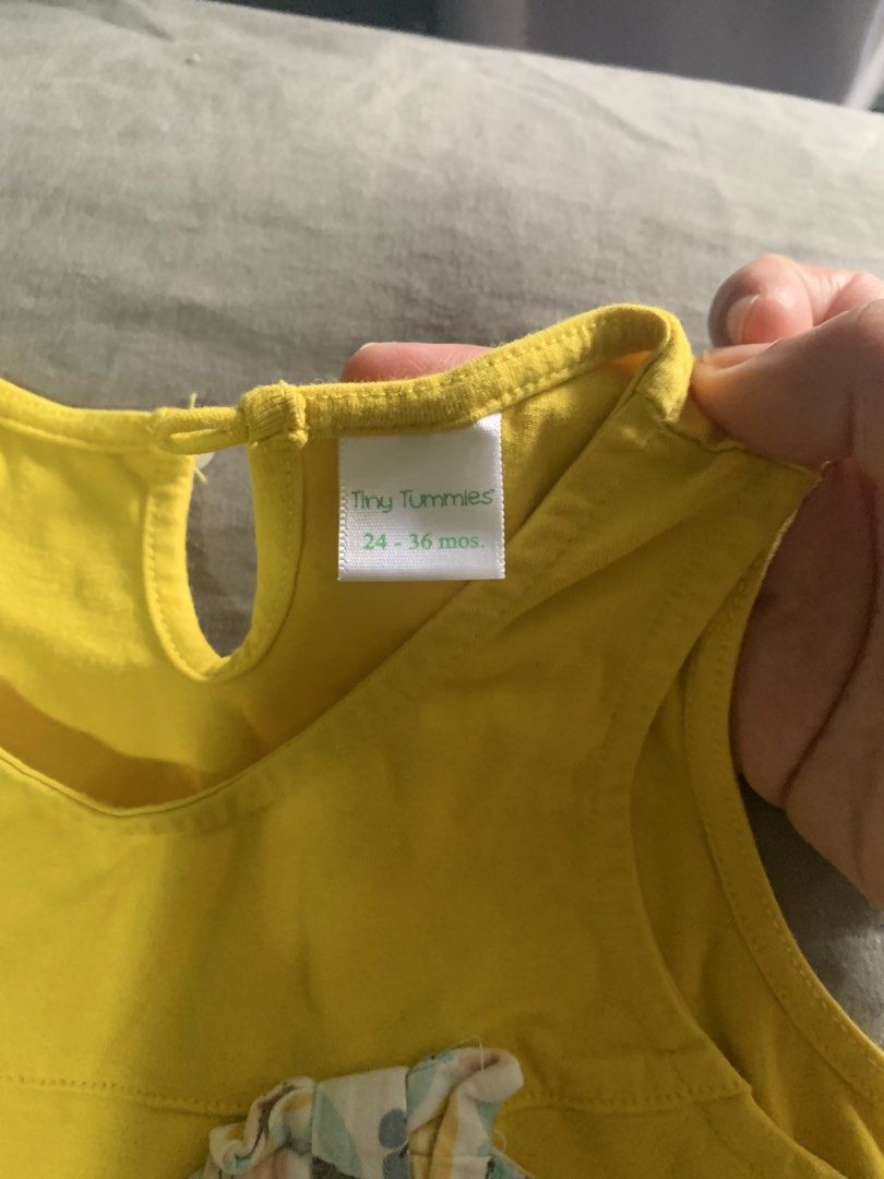 Yellow floral terno for 2-3yo (Category: Babies & Kids Fashion) located in Pasig City. Submitted by dc_declutters (Listing ID 1455869742, Image 3). Description: Tiny tummies for 2-3yo. Used twice only.